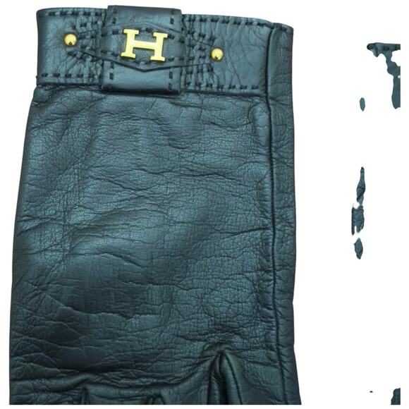 Hermes Women's Leather Gloves In Black Size 7.5 - Picture 2 of 9